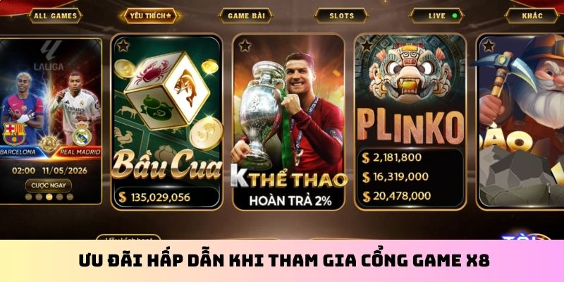 Ưu đãi hấp dẫn khi tham gia cổng game X8